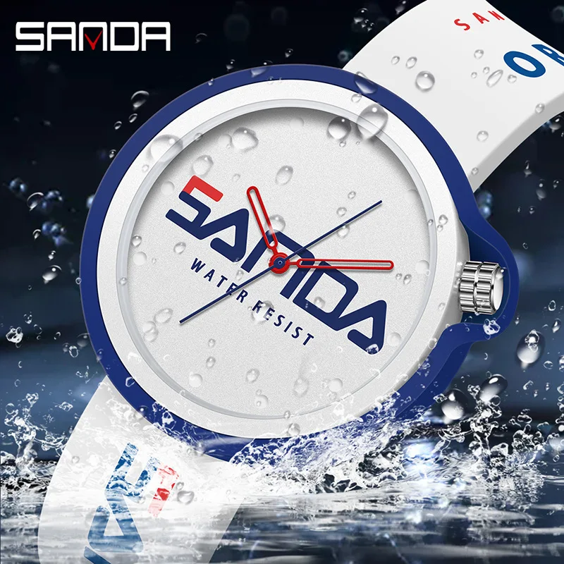 Japanese Movement Women Quartz Watch Simple Dial PU Leather Strap Lady Female WristWatch SANDA Brand