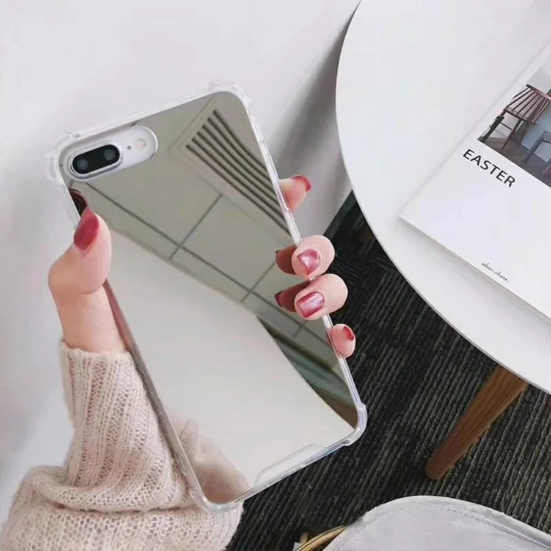 Missbuy Luxury Makeup Selfie Mirror Phone Cases For iPhone 8 case Soft TPU Back Cover 7 6 6s Plus X Xr Xs Max Coque |