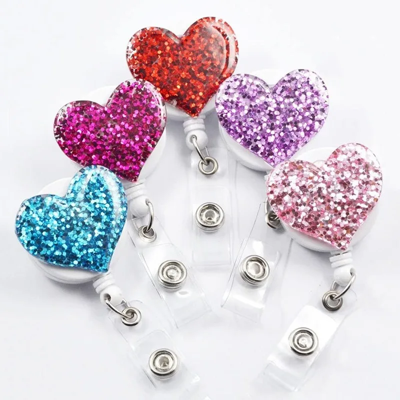 

Выдвижной идентификационный значок Love Heart, бейдж для медсестры, бейдж Для Ключей