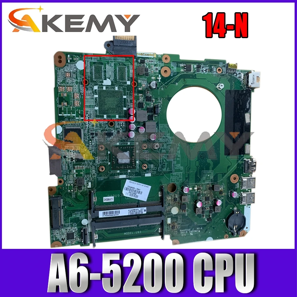 

739655-501 For HP Pavilion 14-N AM5200 Notebook motherboard DA0U93MB6D2 DDR3 Mainboard full test 100% work