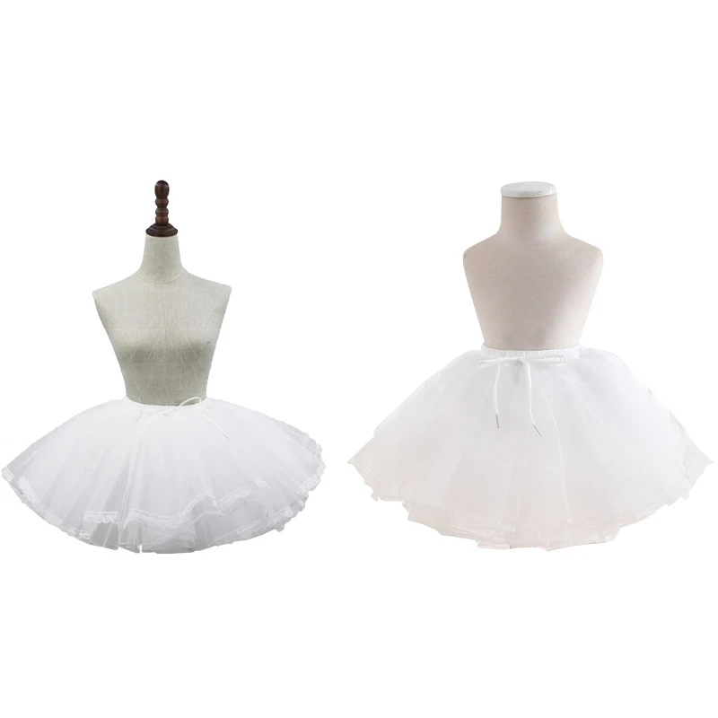 

Women Girls 4 Layers White Tulle Underskirt Drawstring Waist Hoopless Tutu Skirt Dance Puffy Tutus Petticoat Crinoline