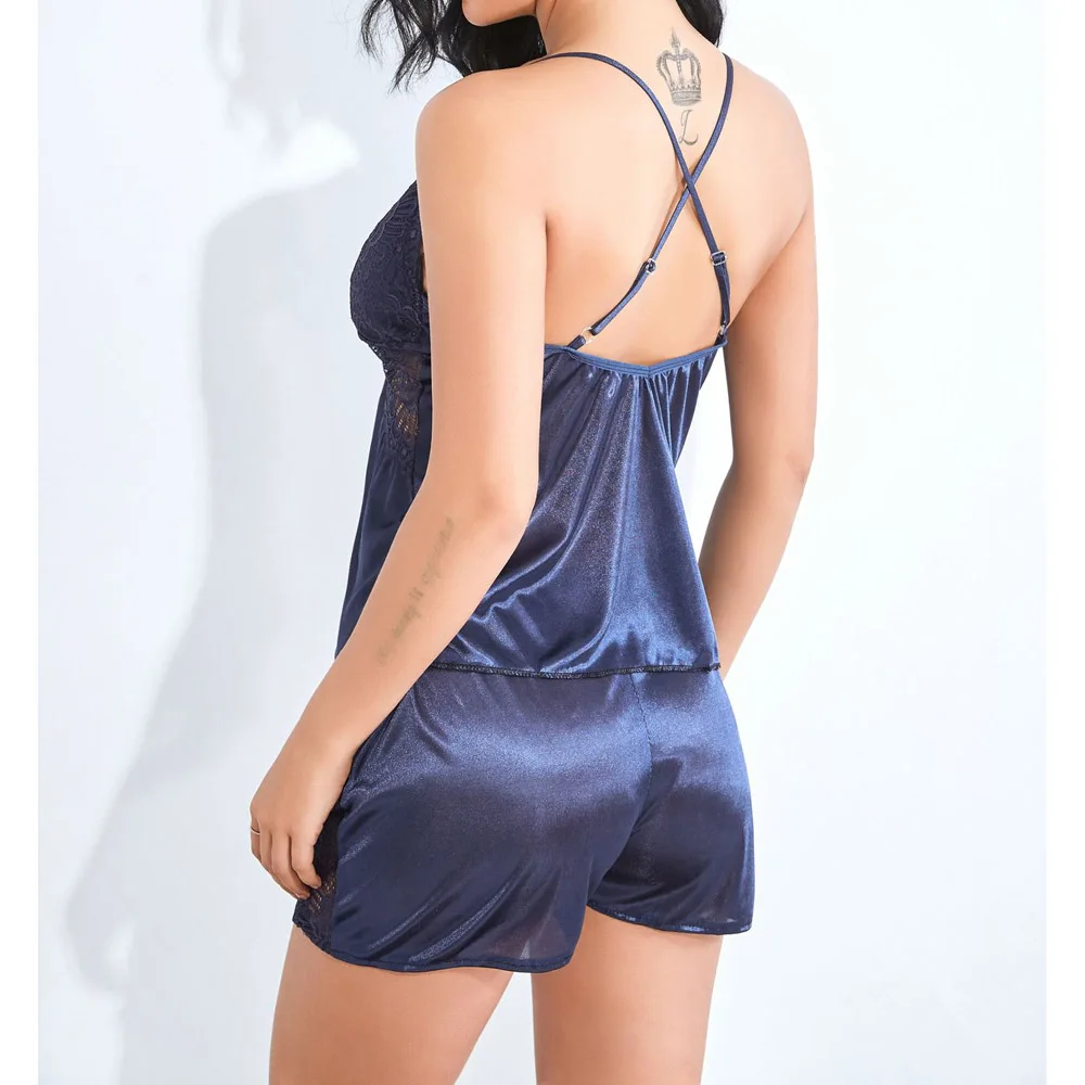 Сексуальная кружевная шелковая пижама нижнее белье пижамные комплекты Женская