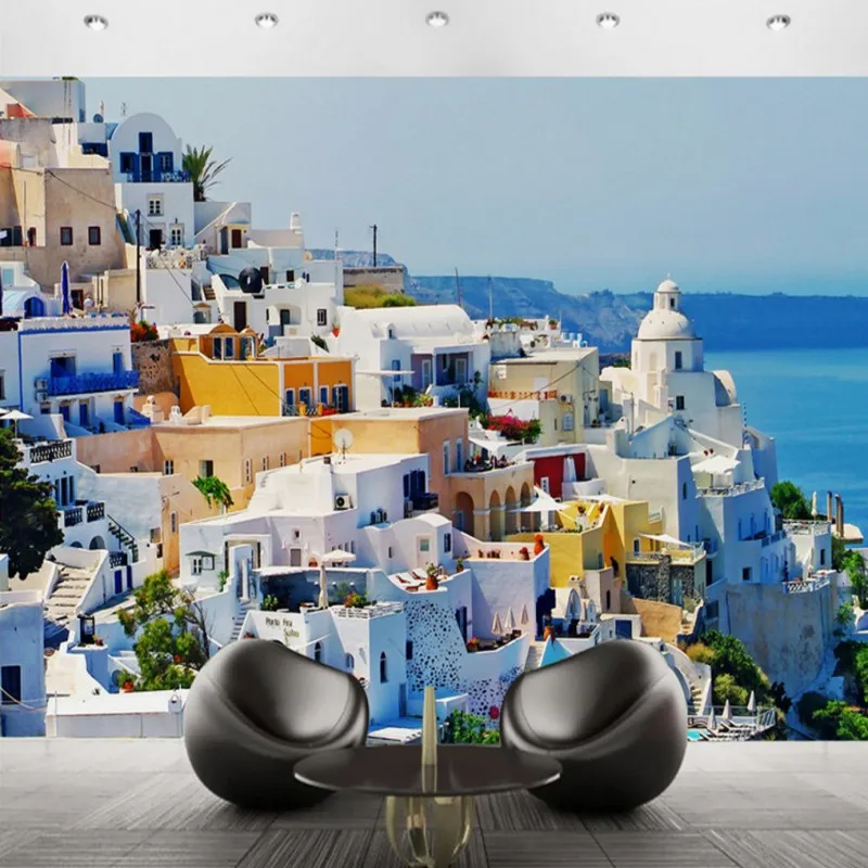 

Прямая доставка обои для стен 3 D современный городской морской пейзаж пользовательские обои фрески бизнес отель балкон украшения стены