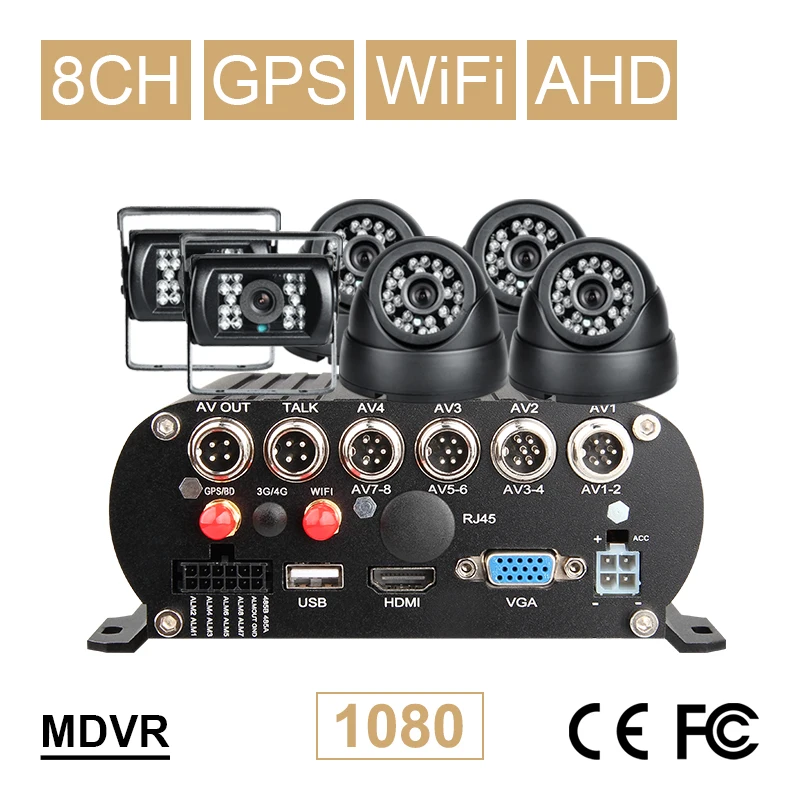 WIFI + GPS 8CH AHD HDD жесткий диск для автомобиля мобильный видеорегистратор с 6 шт. 2.0MP 3