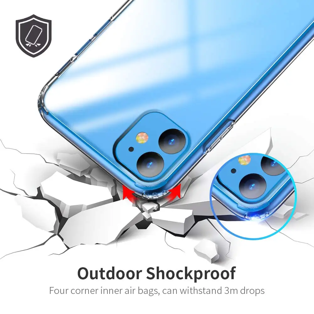 Ультратонкий Прозрачный ударопрочный чехол LOVECOM HD для iPhone 12 Mini 11 XS Pro Max XR 5S 6s 7 8 Plus