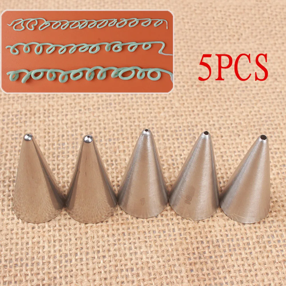 

5Pcs Round Stainless Steel Piping Tips Cake Pastry Cookie Cream Nozzles Icing Piping Cake Decorating Tools Pastry Nozzle Set