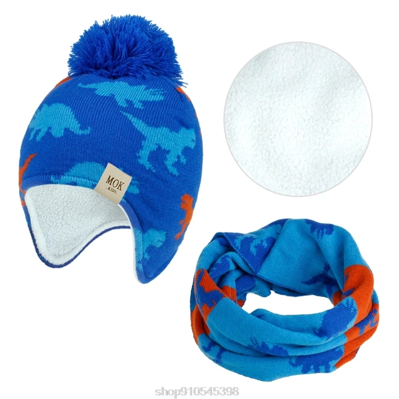 

Toddler Baby Winter Warm Fleece Scarf Hat Set Baby Kids Knit Scarf Pilot Hat for Infant O21 20 Dropshipping