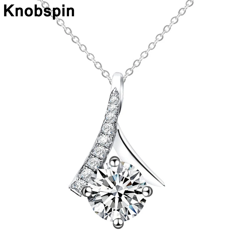 

Женское ожерелье из серебра 100% пробы, с круглым кулоном, 1 карат