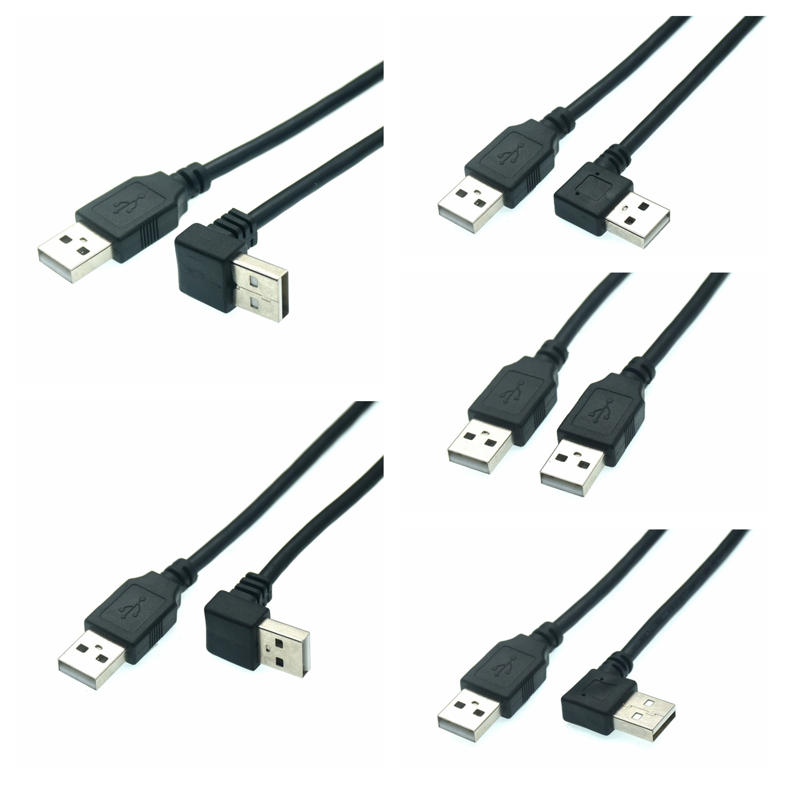 

USB 2.0 A Male To USB A Male 90 Degree Left Right Up Down Angle Extension Adapter Charging And Data Cable Cord 25cm 50cm 1m 1.5m