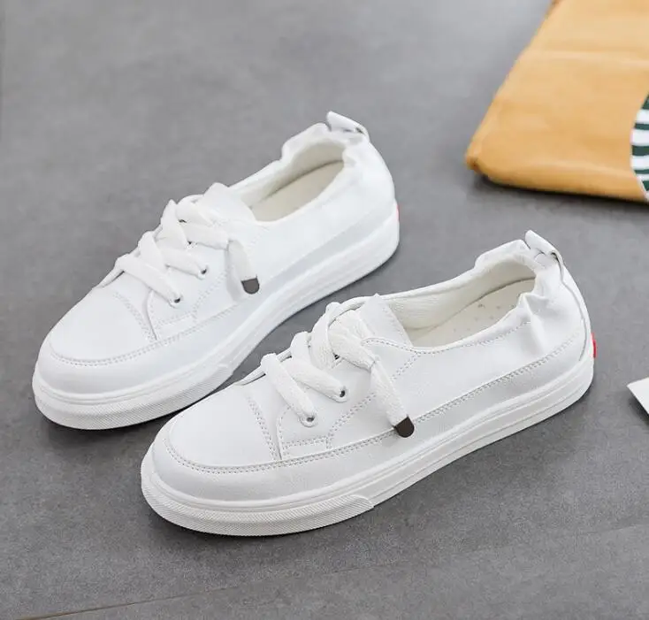 

HOT Women Sneakers Fashion Breathble Vulcanized Shoes Pu leather Platform Lace up Casual White Tenis Feminino Zapatos