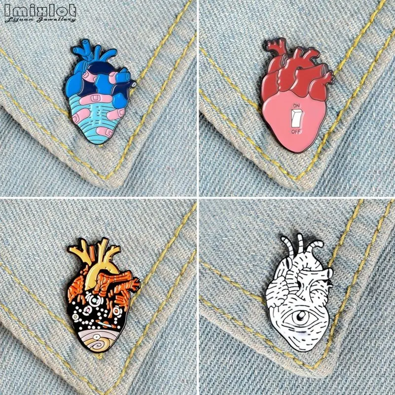 8style Anatomical Heart Enamel Pin Medical Anatomy Brooches Collar Pins for Doctor Nurse Lapel Denim Bags Badge Gifts | Украшения и