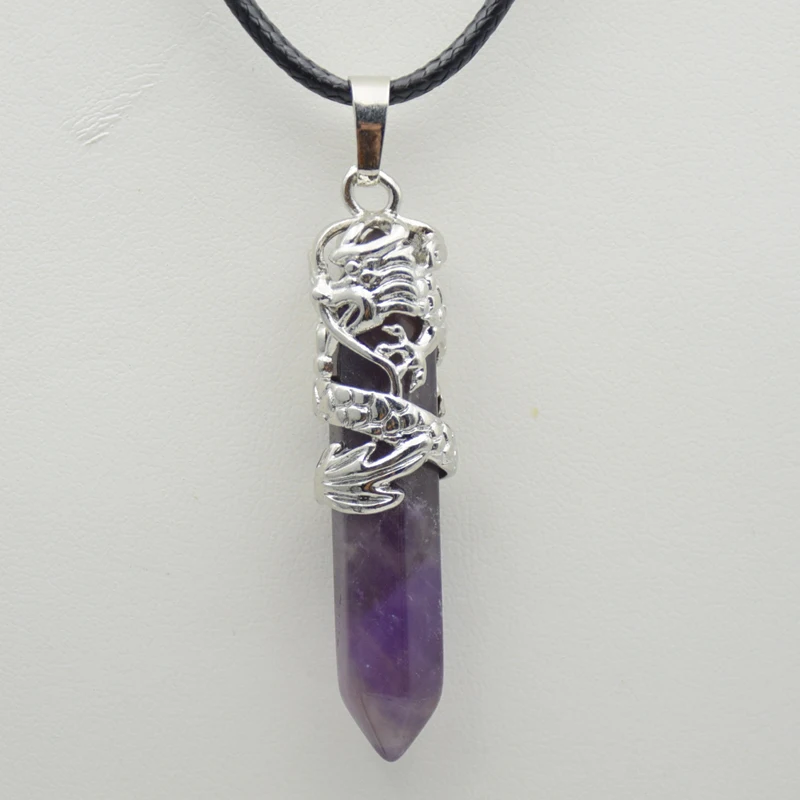 Натуральный хрустальный камень шестигранная призма ЭТНИЧЕСКАЯ подвеска