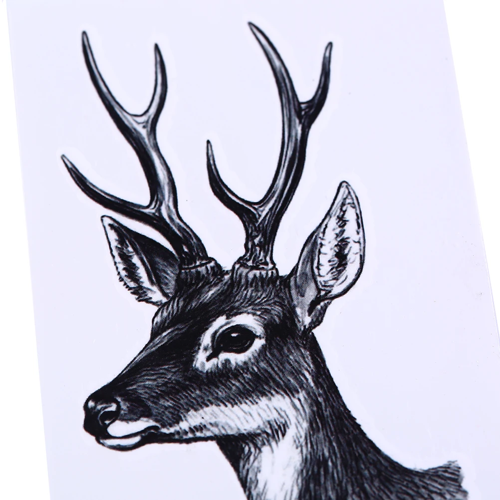 Водостойкая Временная тату-наклейка 10 5*6 см голова оленя тату Bucks Horn Antlers водная