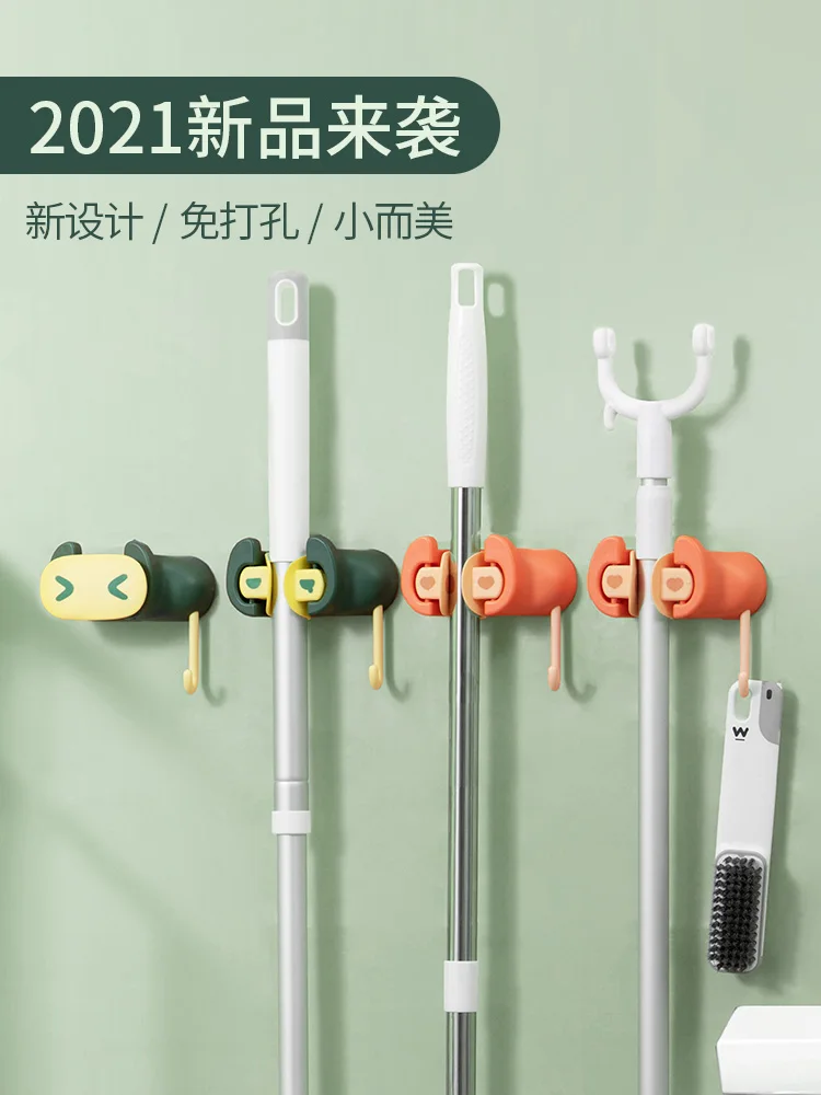 

Free Shipping Free Punch Mop Hook Bathroom Wall Mount Clip Bathroom Powerful Fixture Hanging Broom Mop Clip Clip