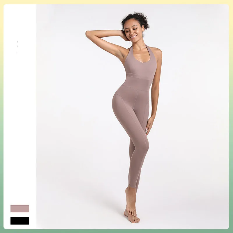 

New Style Beautiful Back One-piece Yoga Clothes Women's Hanging Neck Chest Pad Aerial Yoga Clothes Sports Fitness Clothes