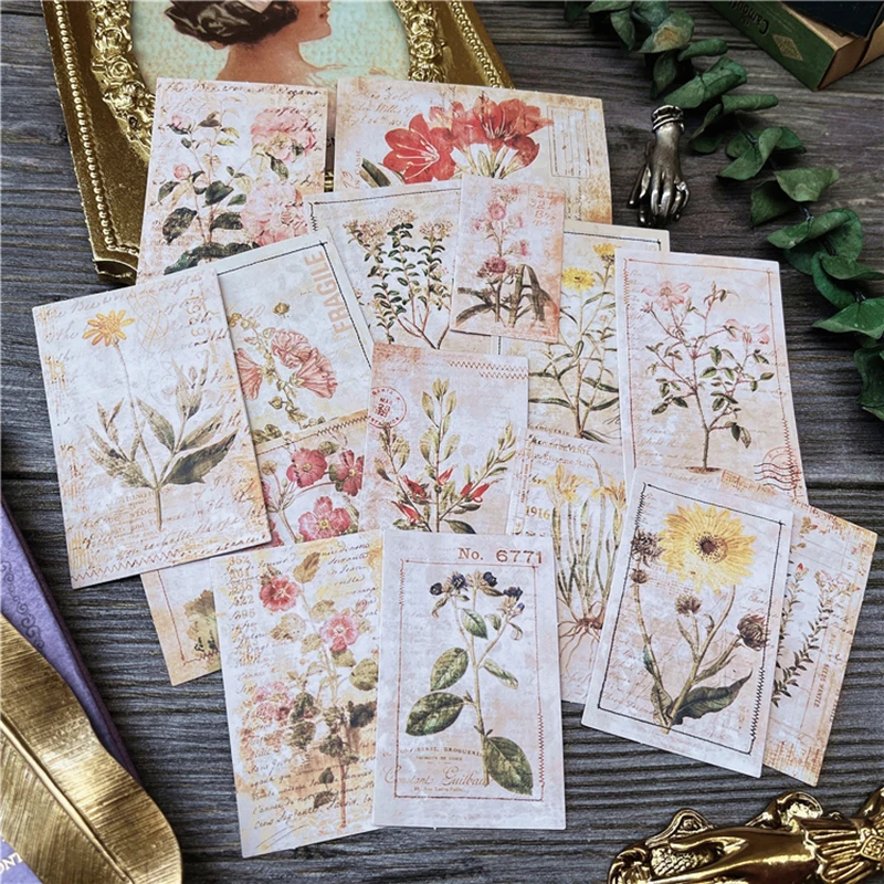 Винтажная квадратная наклейка с изображением цветов растений атласа альбом