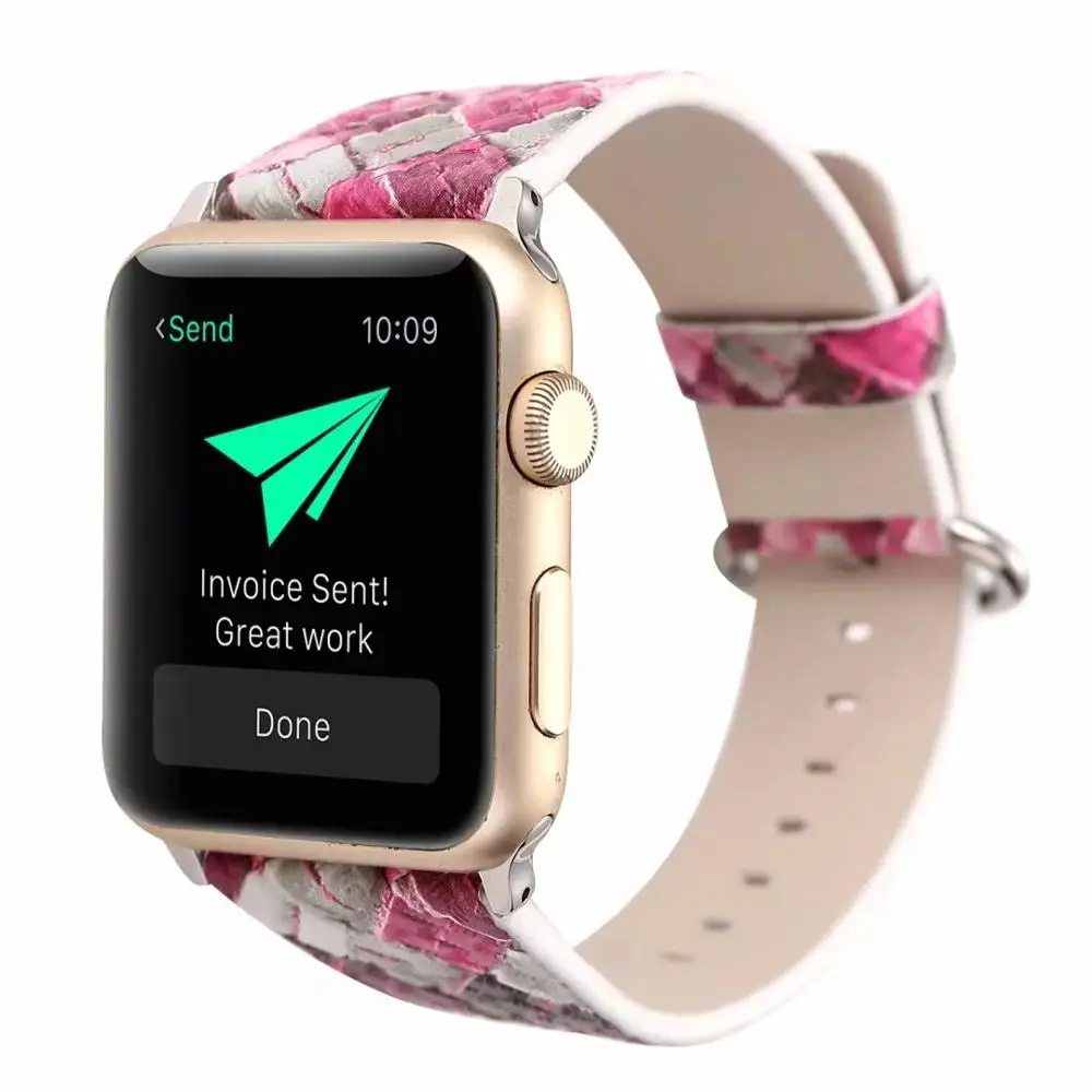 Шорты с узором Летние штаны Кожаный ремешок для наручных часов Apple Watch версии 5 4 3