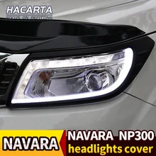 Для NAVARA NP300 головной свет лампы передняя крышка лампы с светодиодный дневные Крышки Черный ABS аксессуары