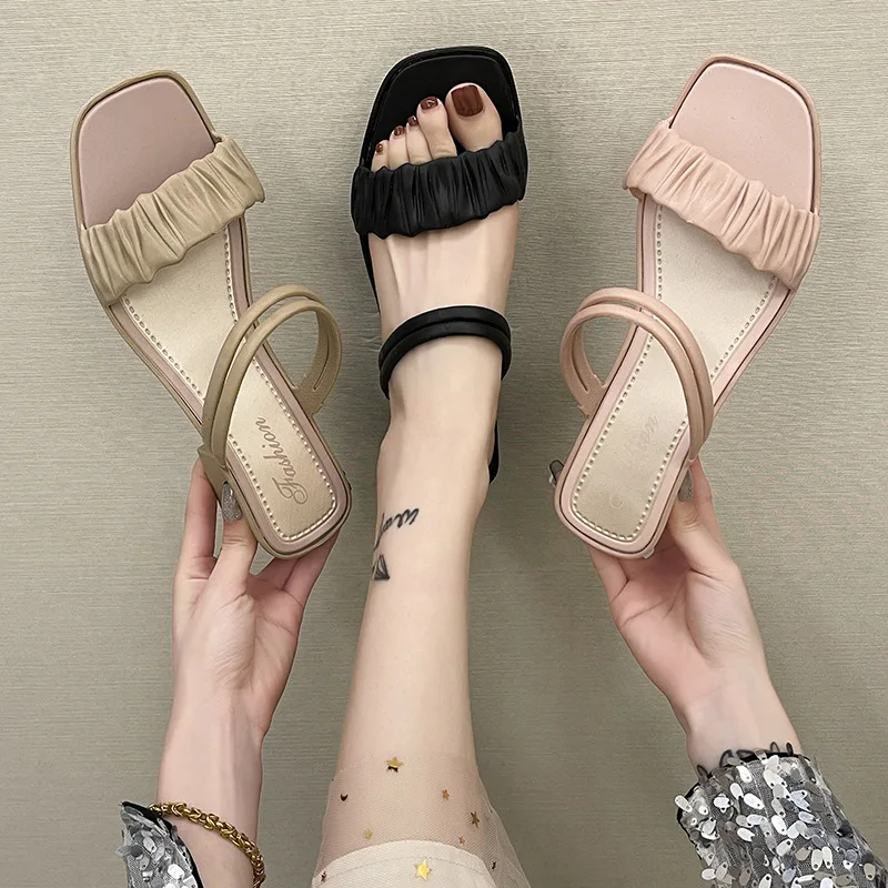 

Women Sandals Women's Dual-Use In High Heels Fashion Korean Version of The Simple Sandals Outer Wear Women's Sandals Slippers
