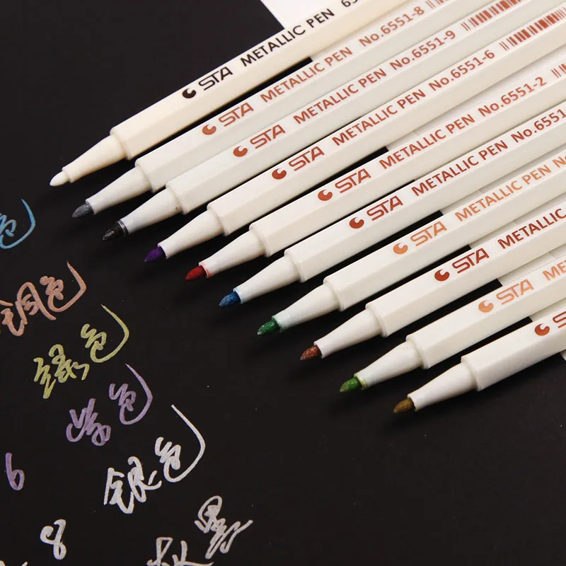 

10 Colors Metallic Marker Pen Scrapbooking Crafts Card Making Brush Round Head Art Pen Drawing Stationery Office Supplies Pen