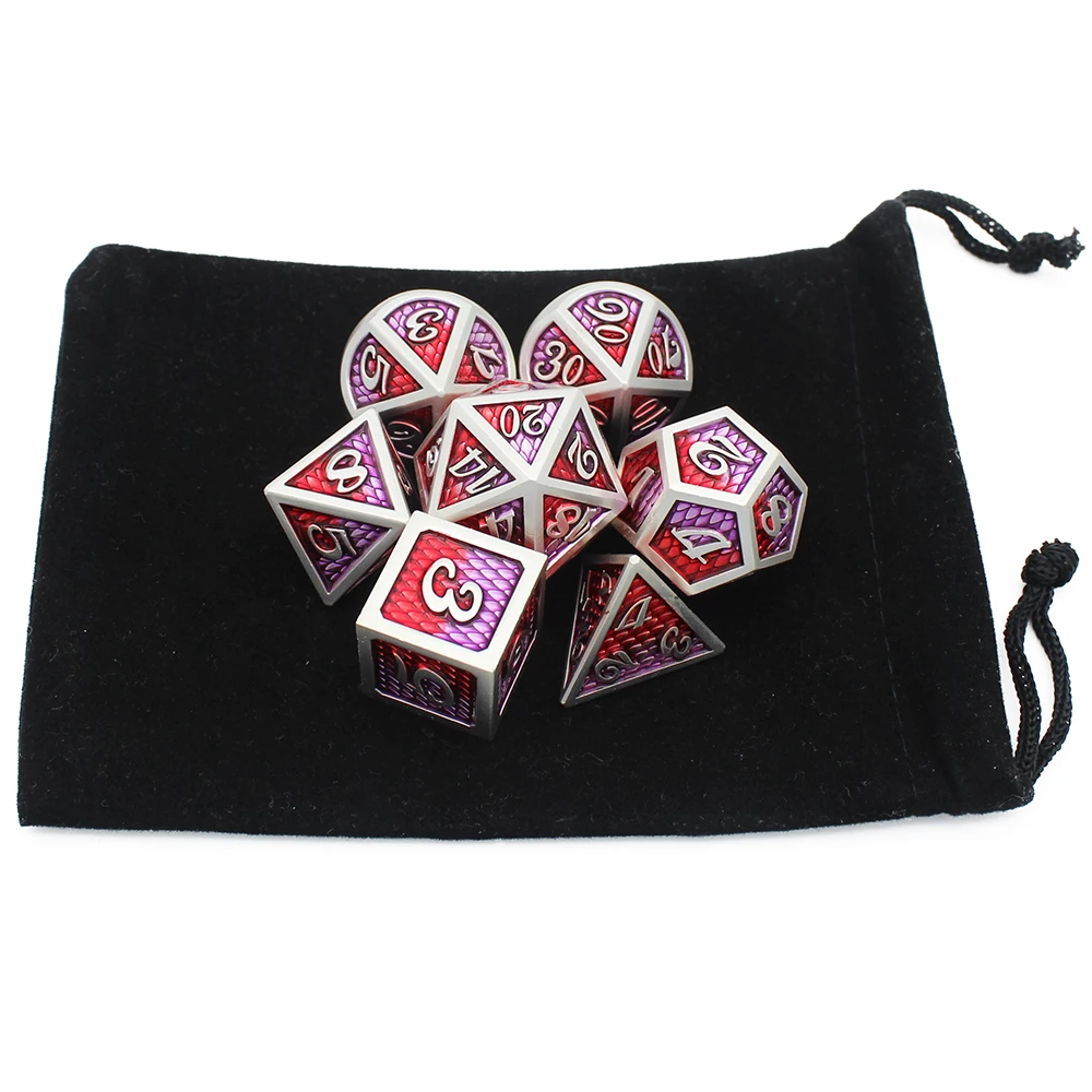Новый дизайн 2020 года набор металлических игральных костей D & бархатный чехол 7 шт.