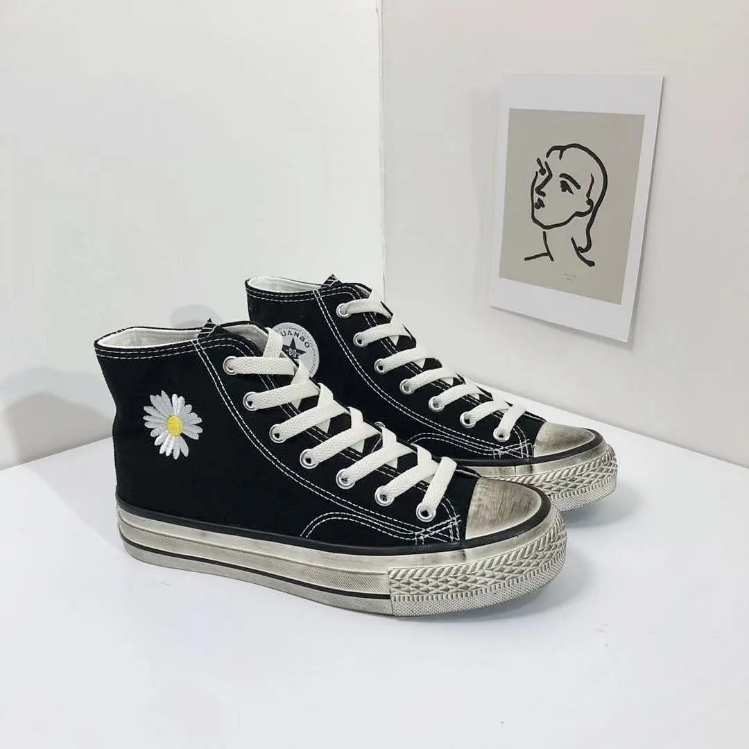 Женские кроссовки с цветочным рисунком Вулканизированная подошва Повседневная