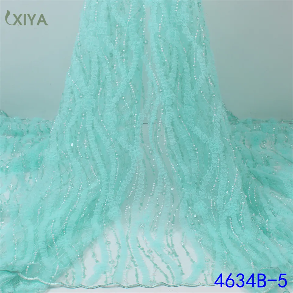 

Luxury African Beaded Lace Fabric with Sequins High Quality Lace French Mesh Tulle Lace Fabric for Wedding Sewing APW4634B