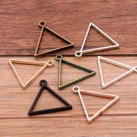 10pcs 2829mm 7 color alloy jewelry accessories triangle charm hollow glue blank pendant tray bezel