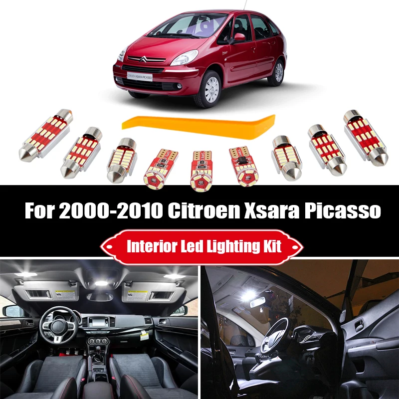 

8 шт., Автомобильные светодиодные лампы для Citroen Xsara, Picasso 2000-2009 2010