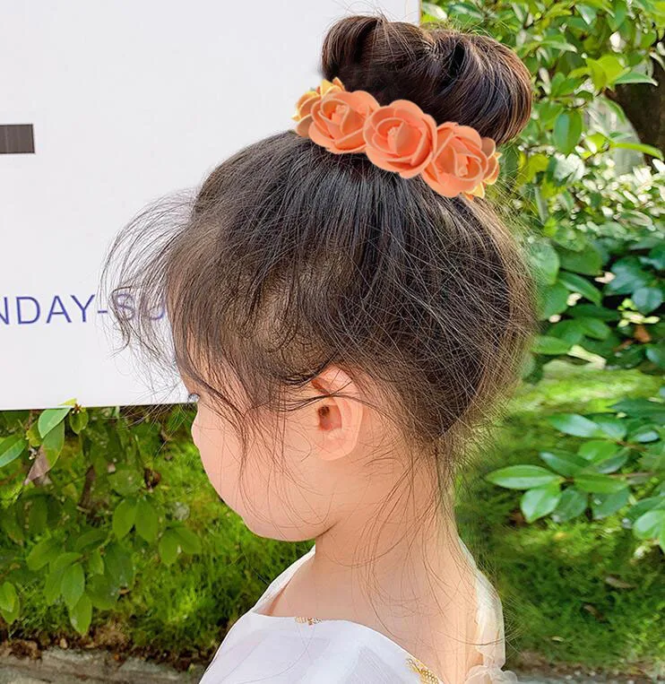 Pfingstrose Rose Blume Gummibänder Haarhalter Krawatte Gummi Stoff Kränze Kronen elastische Kranz Krone Hochzeit Girlande Stirnband – Detail 1