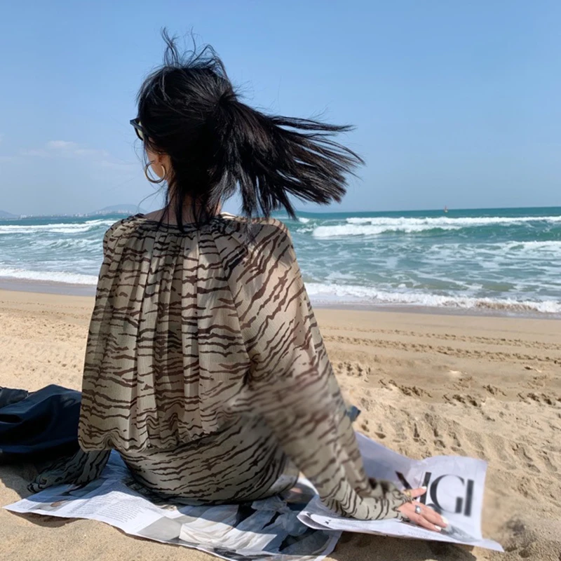 

XIZIHUPAN Casual Hit Color Dress For Women V Neck Long Sleeve High Waist Irregular Loose Dresses Female Summer Fashion 2021 Tide