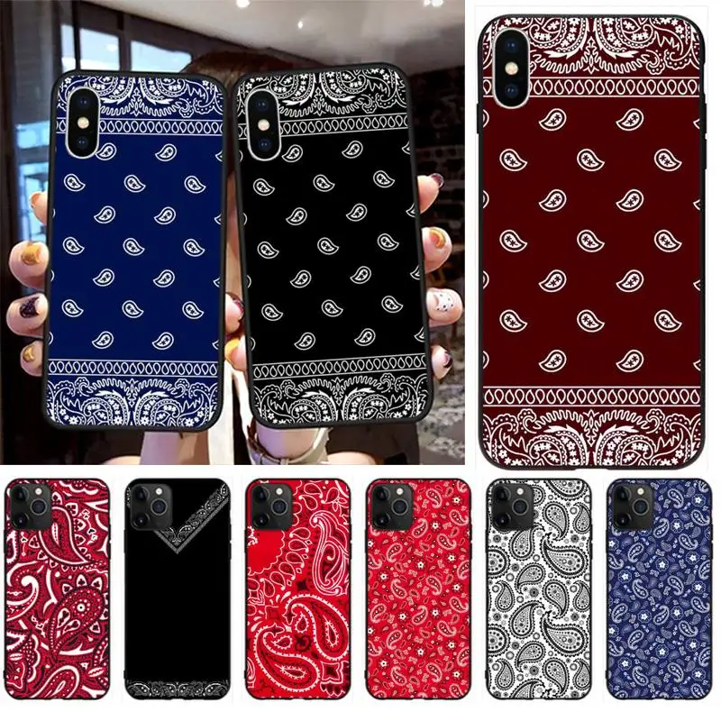 

Royal Blue Bandana Phone Case For iphone 12 11 Pro Max Mini XS Max 8 7 6 6S Plus X 5S SE 2020 XR Cover