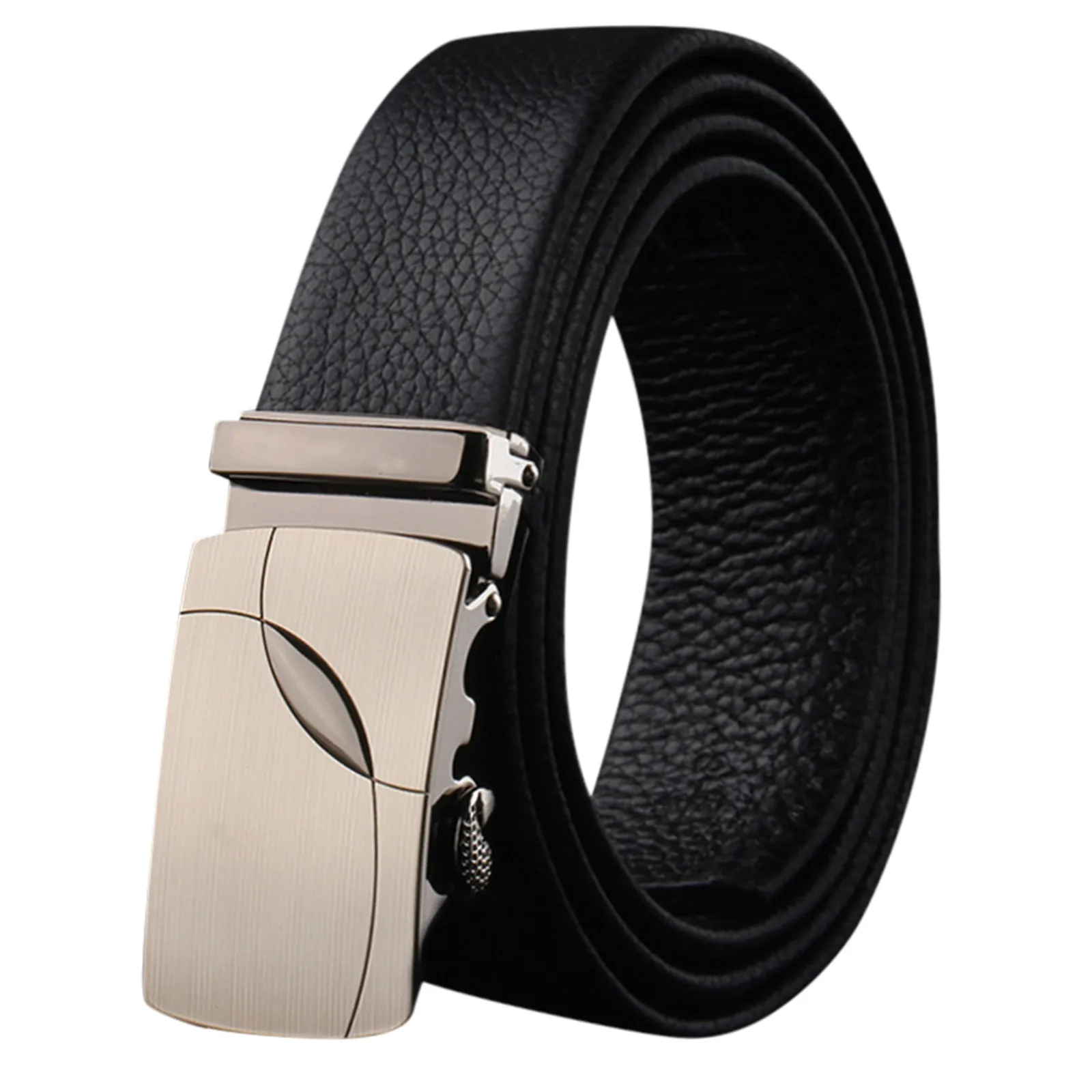 

Leather Belts For Men Ratchet Slide Belt With Easier Adjustable Buckle Automatic Buckle Black Genuine Business Designer Belts