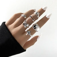 aprilwell punk silver color ring set for women aesthetic 2021 costume retro jewelry gifts anxiety chunky chinese tai chi gadgets