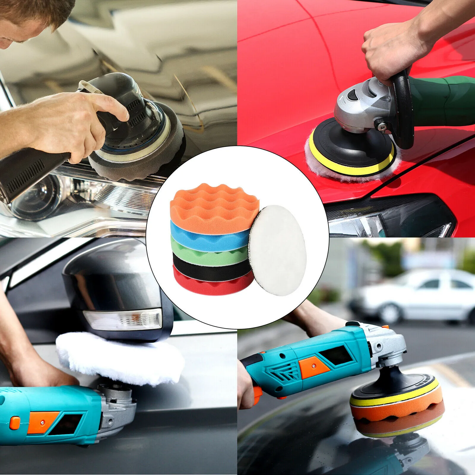 

Kit Polishing Pad Reusable Round Set Sponge Washable Waxing Wheel Wool