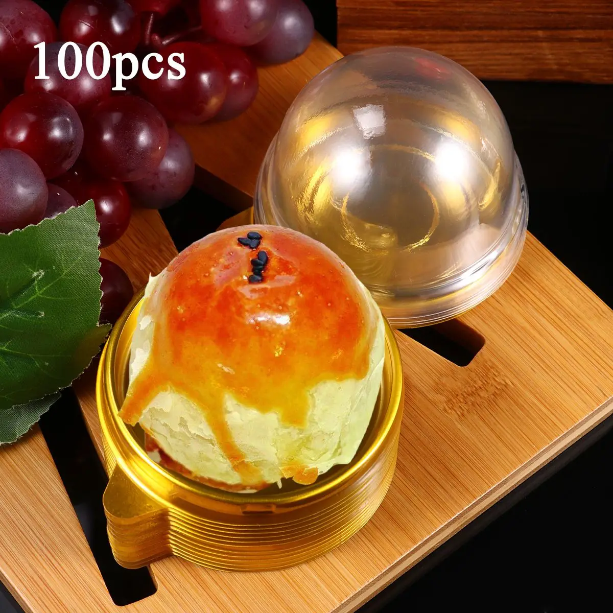 100 шт. круглая пластиковая коробка для торта в форме Луны упаковочные коробки