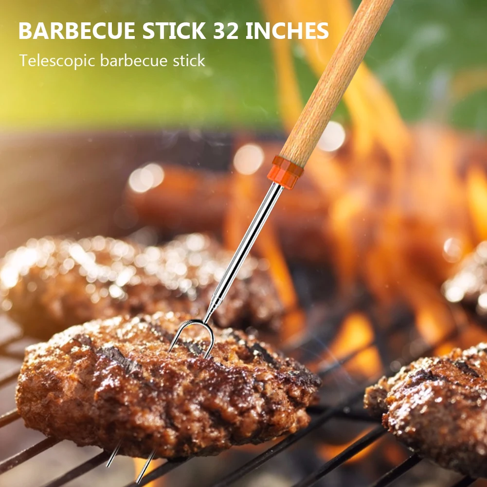 Палка для запекания из нержавеющей стали набор зефира раздвижная двойная вилка
