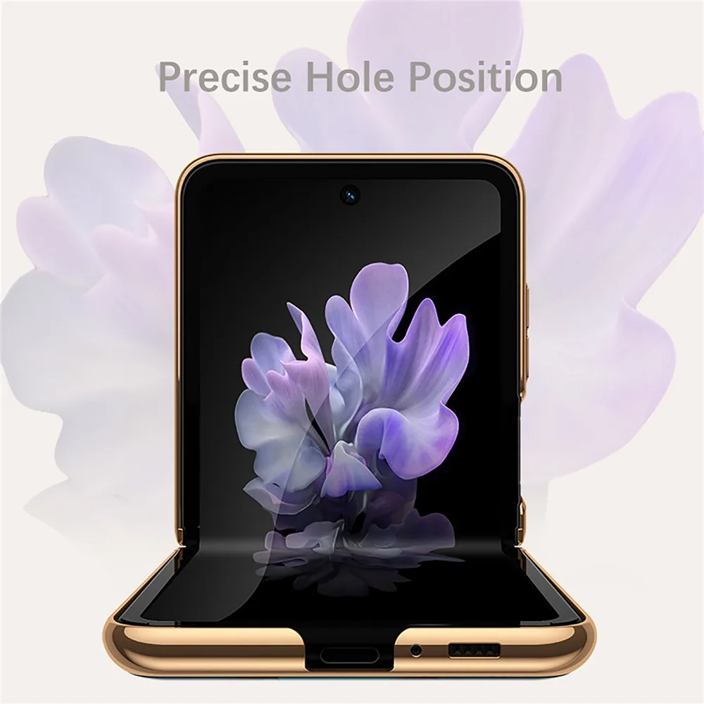 

Case for Samsung Galaxy Z flip Ultra thin Plating Phone Case Glass Protective Back Cover Anti-fall Shell