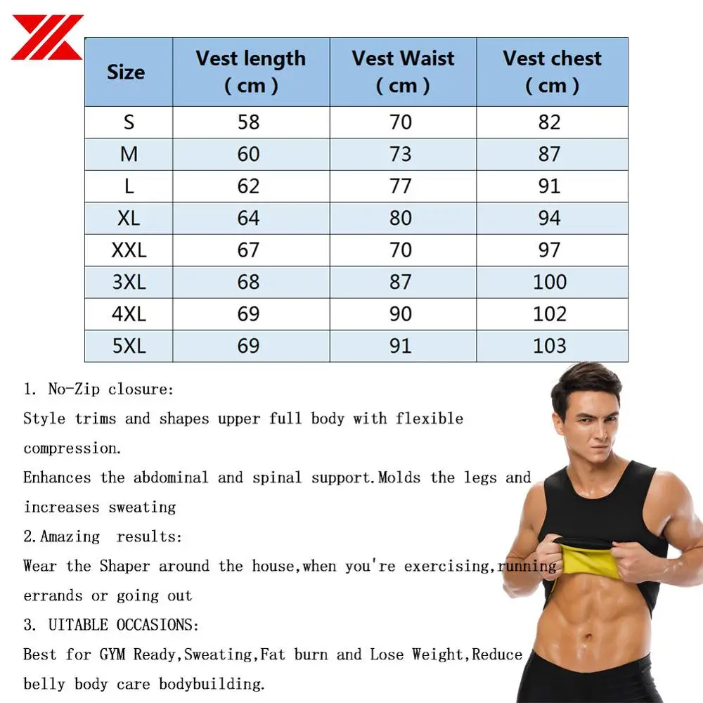 HEXIN мужской жилет для похудения неопреновый формирователь тела лето 2019 костюмы