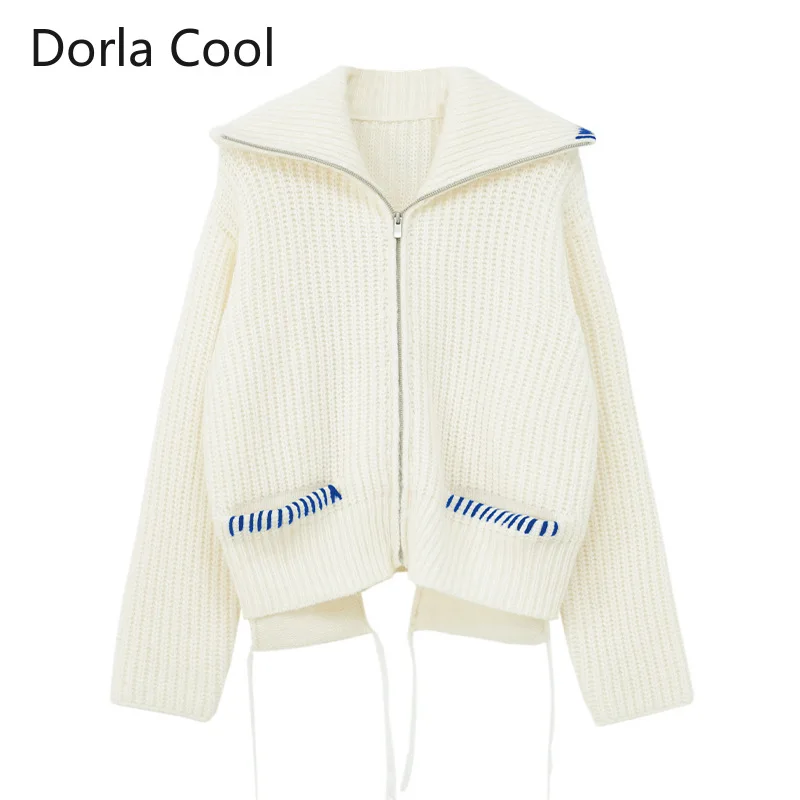 

Женский вязаный крючком кардиган, дизайнерская Свободная верхняя одежда на молнии, милая уличная одежда, женские вязаные свитеры, Толстая Повседневная одежда