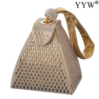 pyramid shapesmall clutch with gold rhinestones evening bags luxury bridal clutches bag formal evening bag party dress purse