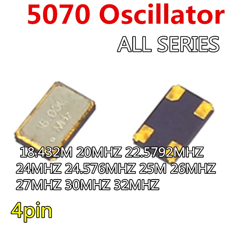 Кристаллический осциллятор OSC 5070 5 шт. 4pin 5*7 мм 18 432 м 20 МГц 22 5792 24 576 25 26 27 30 32
