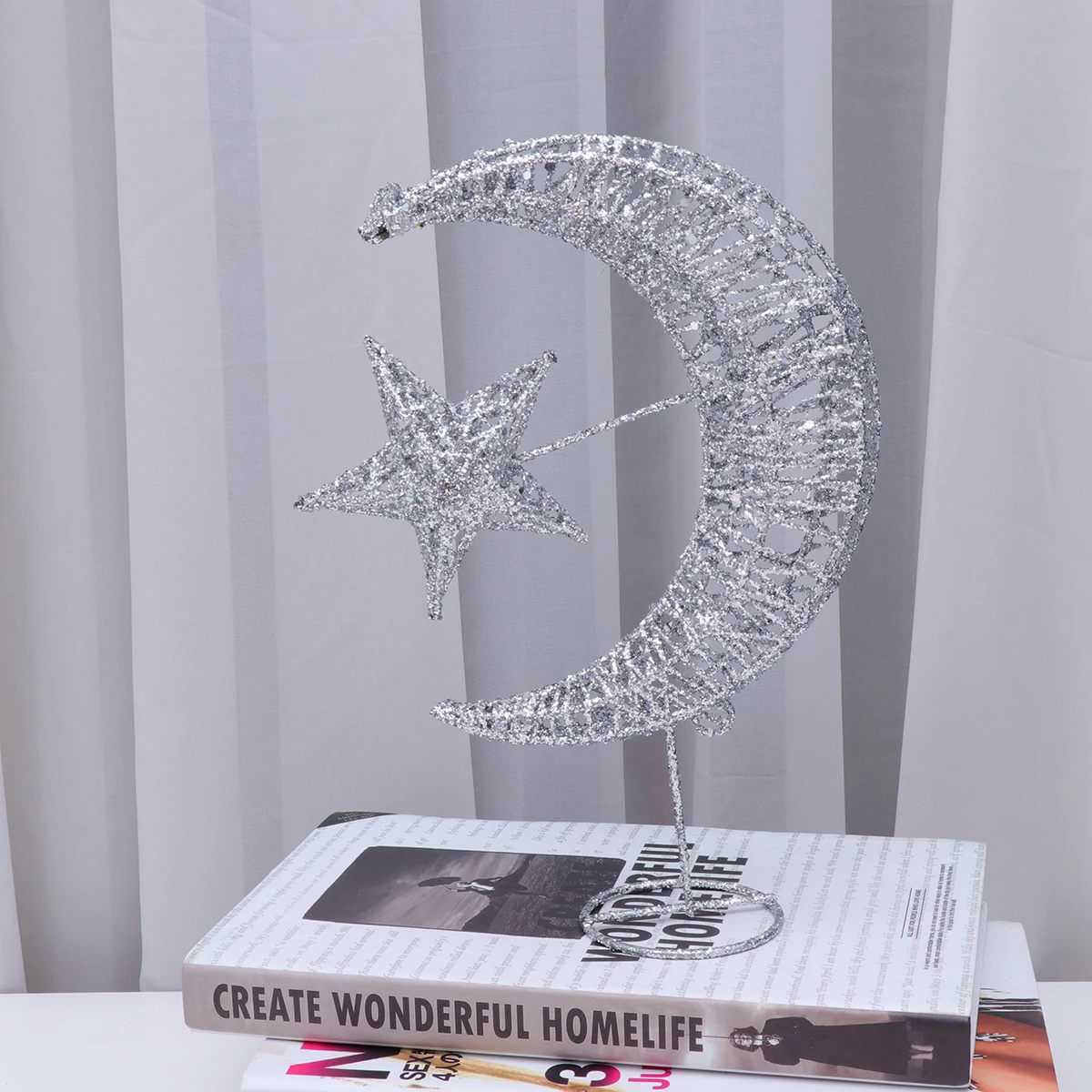 Топпер для рождественской елки Сверкающая Звезда и луна железная подвесная елка