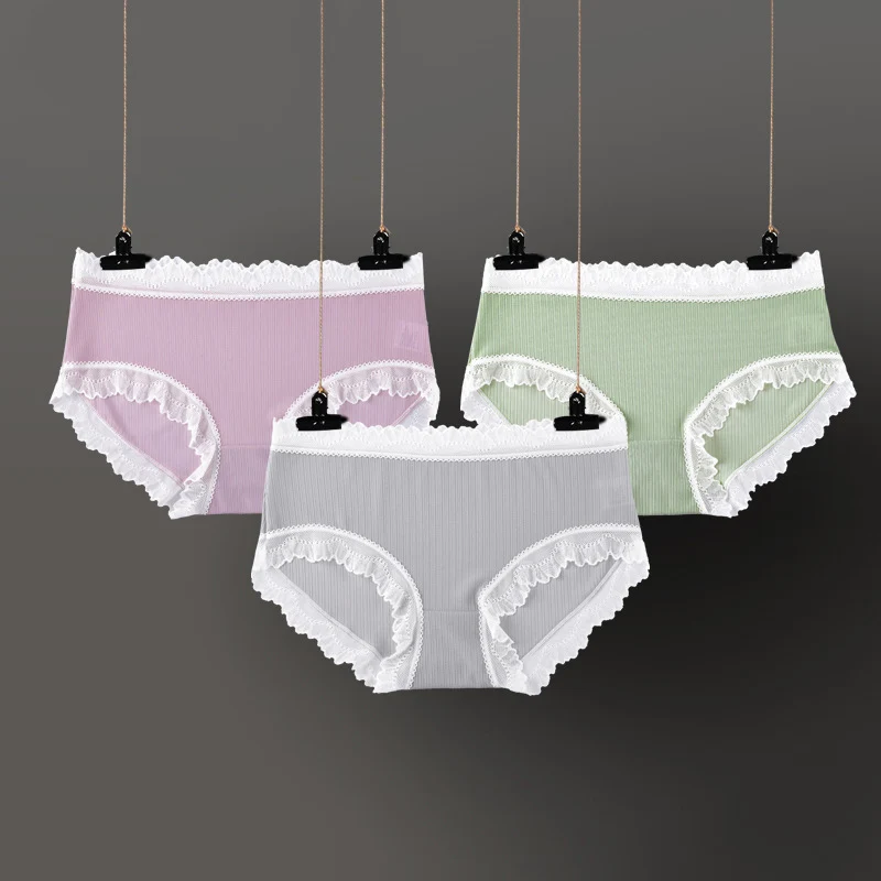 2021 new women's underwear summer ice silk fresh and breathable comfortable lace briefs Korean women's underwear