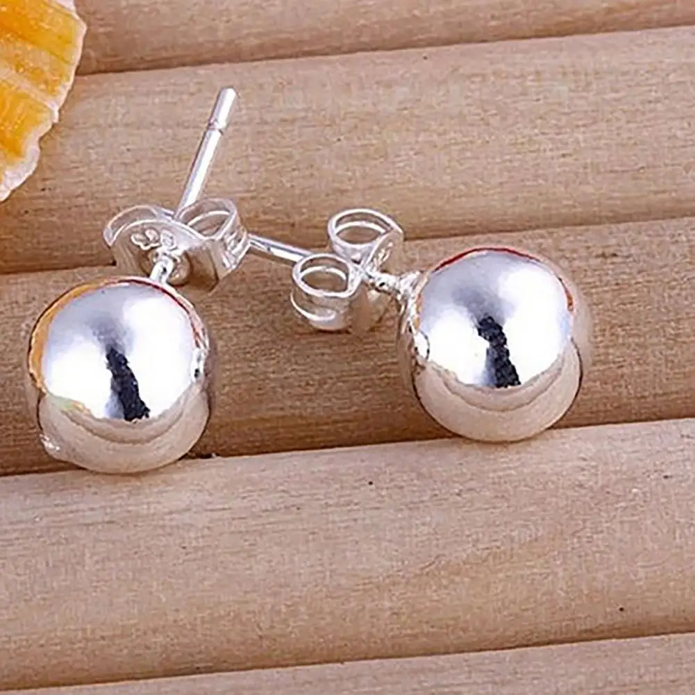 

80% Hot Sale 1 Pair Women Fashion Silver Color Stainless Steel Round Ball Ear Studs Earrings Jewelry for Party