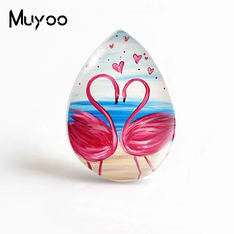 2020 Новый розовый Фламинго капля стекло кабошон птица Искусство ручной работы