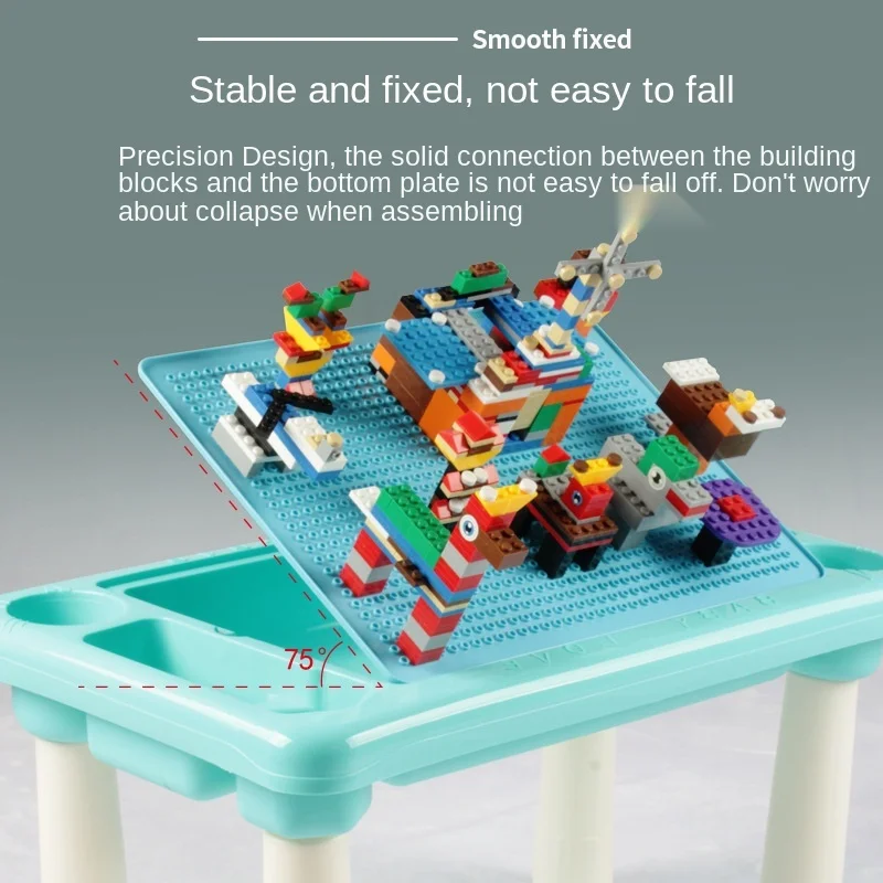 Children Multi-functional Product Wooden Desk Creative Diy Sizes Blocks Assembled Learning Table Kindergarten Educational Toys | Игрушки и