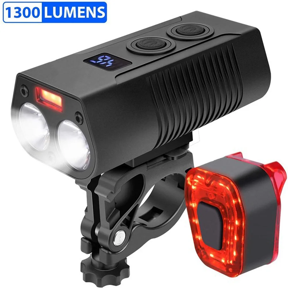 

Bicycle Light Set USB Rechargeable LED Headlight with Taillight Waterproof Flashlight for Hiking Camping Night Riding
