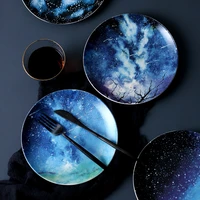 household creative ceramic dish nordic starry sky dinner plate dish soy sauce dish salad dish candy dish kitchen supplies