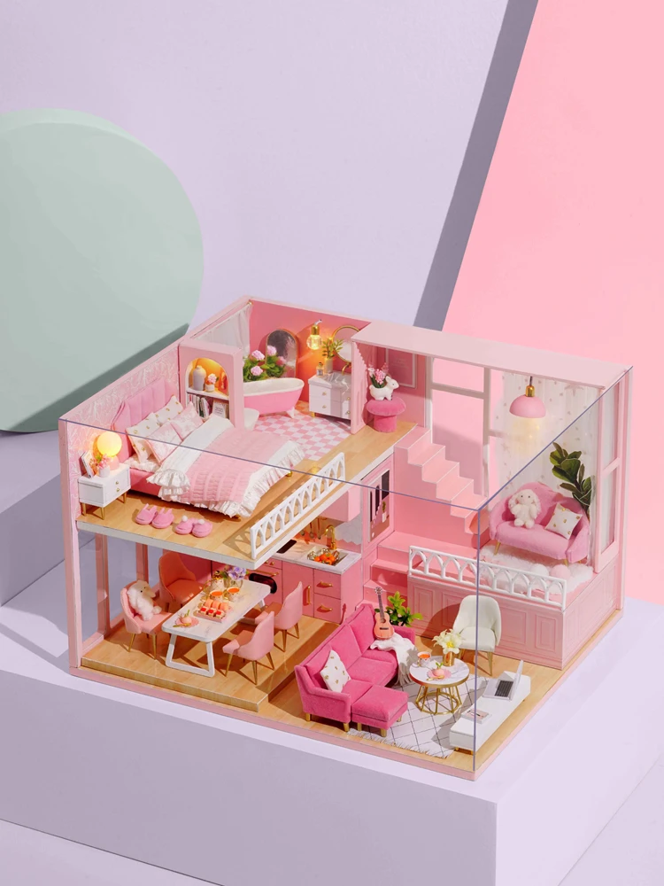 Деревянный кукольный домик ручной работы сделай сам Сборная Мебель головоломка